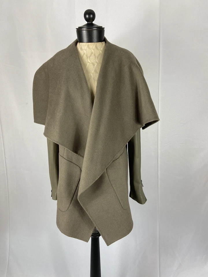 BCBG MAXAZRIA Size Large Wool Green Faux leather Detail Blazer Jacket - Image 1 of 4