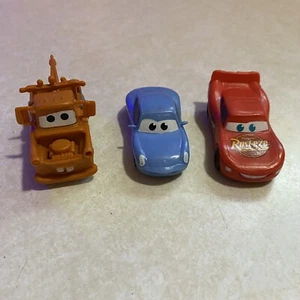 Lot of 3 Disney Cars Rubber PVC Cake Topper Figure Lightning McQueen Mater - Picture 1 of 7