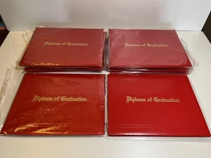 Lot Of 10- Red 8.5''x 11'' Imprinted Diploma Covers - Leatherette Padded - NEW - Picture 1 of 4