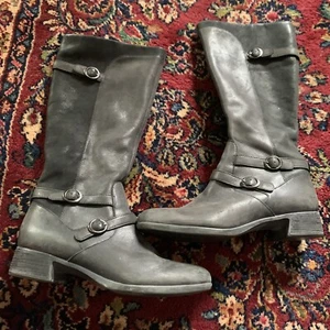 Dansko Boots Women's 37 6.5/7 Lorna Chelsea Burnished Leather Buckle Black Zip - Picture 1 of 7