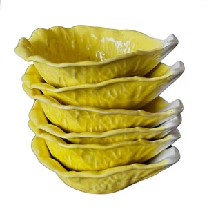 SECLA vintage 1960s yellow cabbage leaf dish bowl (set of 6) - Picture 1 of 7