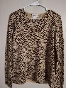 Rena Rowan Women's Leopard Print Lambs Wool/ Angora Rabbit Sweater SZ M RARE - Picture 1 of 5