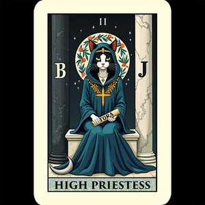 Cat Tarot Card Sign 8x12 High Priestess Waite Smith Throne Columns Scroll Cross - Picture 1 of 2