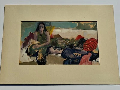 PRETTY WOMAN PAINTING CAT KITTEN EXHIBITED AWARD WINNING PROFESSOR BILL VOSS AZ - Image 1 of 4