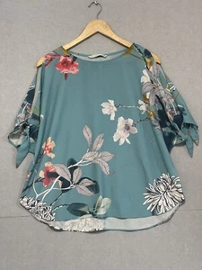 3rd Love Womens Multicoloured Cold Shoulder Top Floral Blue Size 12 - Picture 1 of 5