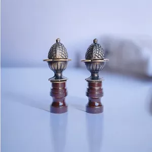 Set of 2 Dark Bronze Metal Lamp Shade Finial Topper - Picture 1 of 2