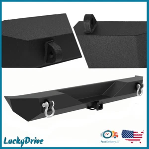 Rear Bumper for Jeep Wrangler TJ YJ 1987-2006 w/2" Hitch Receiver D-Rings Black - Picture 1 of 18