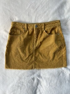 Forever 21 Cordrock Damen senfgelbe Taschen kurz eine Linie Größe Medium - Bild 1 von 9