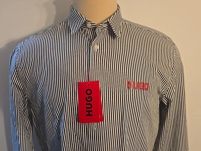 HUGO BOSS EMERO RED TAG NEW Men's Standard Fit Striped CASUAL SHIRT SIZE XXL - Image 1 of 4
