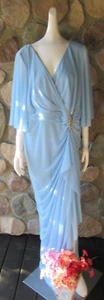 Adrianna Papell 22W V-Neck Zip Up Jeweled Broach Baby Blue Dress NWT NICE - Picture 1 of 6