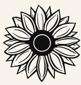 Black Sunflower Sticker Vinyl Decal - Car Laptop Macbook Wall Window Stickers - Picture 1 of 1