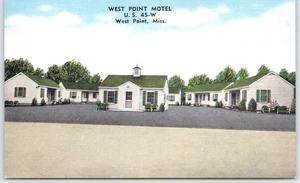 West Point Motel USA 45-W West Point Mississippi Vintage Postkarte - Bild 1 von 2