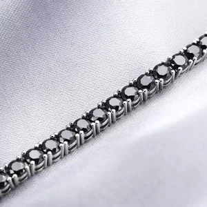 9.Ct Round Lab Created Black White Diamond Tennis Bracelet 14K White Gold Plated - Picture 1 of 5