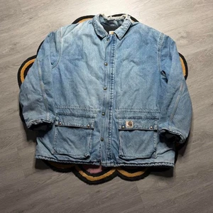 Abrigo Carhartt de Colección Años 90 Envejecido Denim Forrado Tareas Granero C45DST Talla 2XL - Imagen 1 de 7