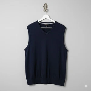 Lands’ End · XXL/T · Herren V-Ausschnitt Pullover Weste · Supima Baumwolle · Blau  - Bild 1 von 3