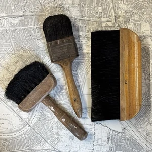 Pinceles de pintura de madera vintage exhibición de 3 piezas grandes como se encuentran - Imagen 1 de 5