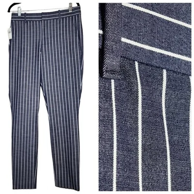 NUEVO CON ETIQUETAS GAP 10 Alto Firma Ajustado Tobillo Pantalón Pantalones Azul Blanco Rayas 10T Foto 1 de 4