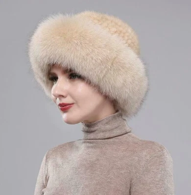 Lo último Nuevo Sombrero de Piel de Visón Real Completo de Piel de Visón Sombrero para Mujer Gorra Cálida Sombrero de Cubo Foto 1 de 4