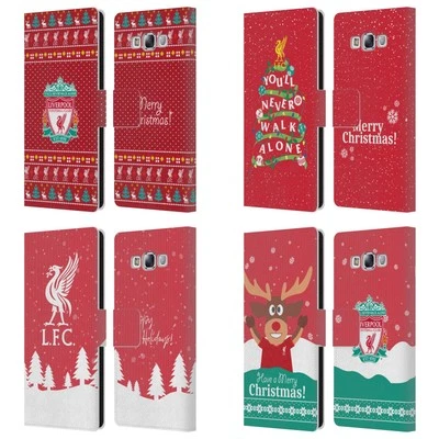 LIVERPOOL FC LFC FESTIVE CHRISTMAS PU LEATHER BOOK CASE FOR SAMSUNG PHONES 3 - Image 1 of 4