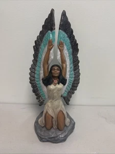 Indian Native American Eagle Princess Angel Maiden Ceramic Hand Painted Figurine - Picture 1 of 9