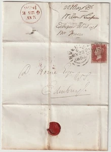 1856 RARE INVERNESS TYPE 1 EXPERIMENTAL DUPLEX LETTER WRONG NAME ON WRIT   EDINB - Picture 1 of 3