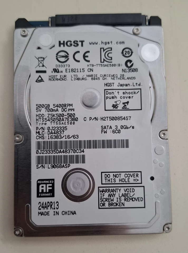 HDD HGST HTS545050A7E380 500GB 2,5" CACHE 8MB 5400RPM SATA III - Immagine 1 di 1