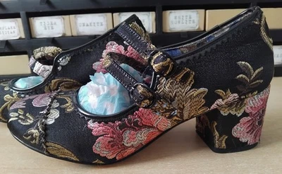 Irregular Choice Mini Mod Women Court Shoe In Black Multi Floral Size UK 5 - Image 1 of 4