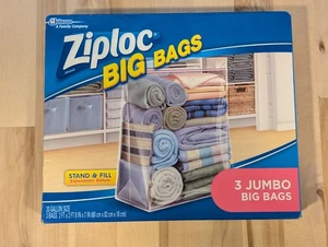 Ziploc Big Bags - 3 JUMBO 20 Gallon Bags - Great for Organization & Storage New - Picture 1 of 7