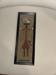"De colección ~ Pintura de arena navajo ~ Arte tradicional enmarcado 4 1/2"" x 12 1/2""" - Imagen 1 de 5