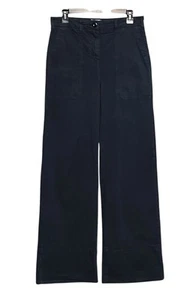 Anthropologie Maeve Pants Women’s 8 Wide Leg Black Cropped Cuff Flap Pockets - Picture 1 of 7