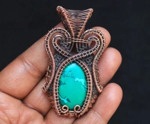 Wunderschöner Anhänger Malachit Edelstein Kupferdraht Wickelschmuck Geburt Geschenk N266 - Bild 1 von 10