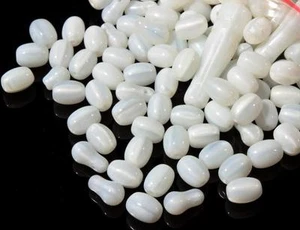 Lot (370) vintage white satin ribbed tube oval teardrop rosary Czech glass beads - Picture 1 of 2