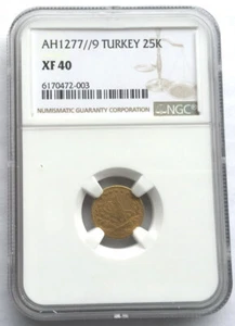 Turkey AH1277/9 Abdul Aziz 25 Kurush NGC Gold Coin - Picture 1 of 2