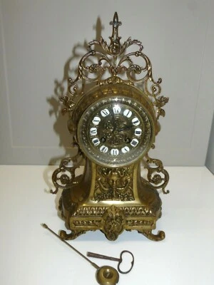 JOLIE PENDULE CARTEL BRONZE XIXe NAPOLEON III SONNERIE CLOCHE pendulum clock - Photo 1/4