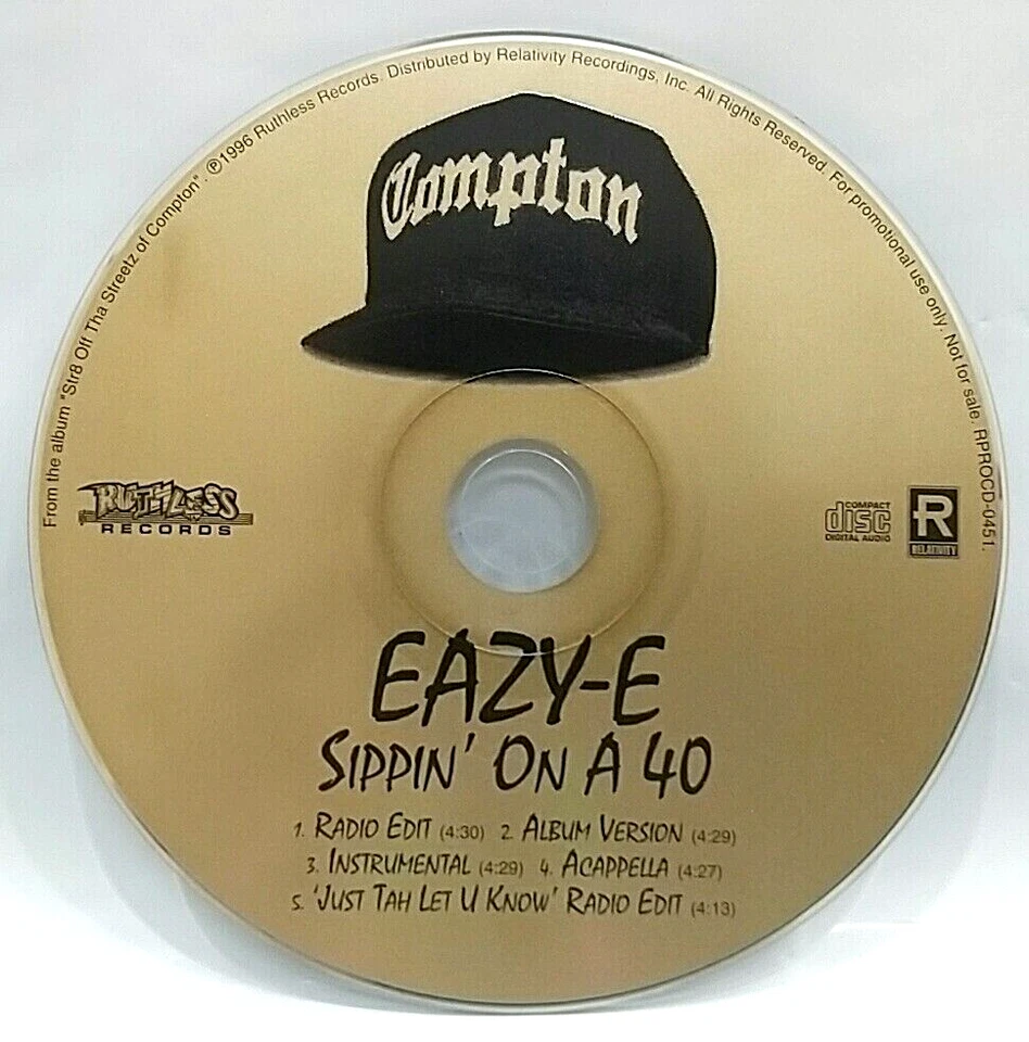 (CD) Eazy-E – Sippin' On A 40, Promo, RPROCD-0451, Single, Near Mint, 5 Tracks. - Image 1 of 1
