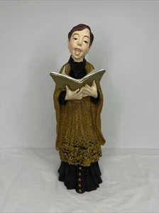 Department 56 Choir Boy Figurine Black Gold Glitter Christmas Decoration RARE - Picture 1 of 9