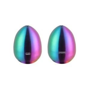 Rainbow Stainless Steel Egg Shaped Salt Pepper Shaker Set Salt & Pepper Dispe... - Picture 1 of 7