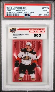 2024-25 Upper Deck Series 1 Population Count 500 PC-15 Cutter Gauthier PSA 9 - Picture 1 of 3