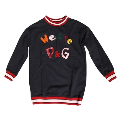 DOLCE & GABBANA Niños Suéter Azul Oscuro Algodón Estampado Sudadera s. Etiqueta 4 600usd Foto 1 de 4