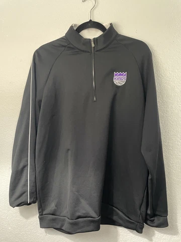 Men’s Sacramento Kings Adidas Black/Gray Purple Quarter-Zip Pullover Jacket L Cover