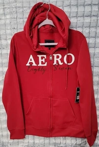 Aeropostale Sporty Red Women's Size Large Zip Up Fleece Hoodie Hooded Sweatshirt - Picture 1 of 3