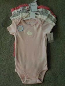 Infant Girl's Set of 5 One-Piece Bodysuits, Short Sleeve, Pinks, 12 Mo;., New - Picture 1 of 10
