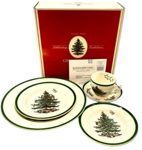 Spode Christmas Tree Collection 5-Piece Place Setting Made in England New - Picture 1 of 15