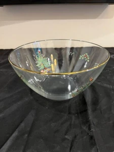 SPODE CHRISTMAS TREE Vintage Glas Salatschüssel mit Goldrand (9x5,5 Zoll) - Bild 1 von 5
