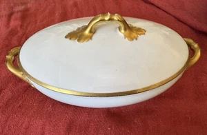 "Antiguo plato para servir cubierto de porcelana Schwarzburg - asas doradas - 13""" - Imagen 1 de 9