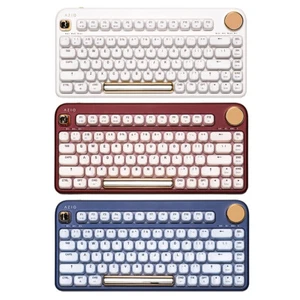Teclado mecánico inalámbrico AZIO flor blanca, iris azul, rosa barroca - Imagen 1 de 9
