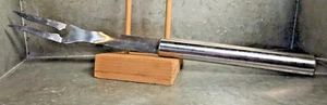 BBQ Grilling Fork Tool 2 Prong 17.5" Cool Handle Stainless Steel Hanging Loop - Picture 1 of 10