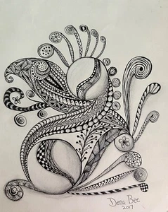 ORIGINAL ART zentangle inspired, ABSTRACT pen & ink 8x10 - Picture 1 of 1