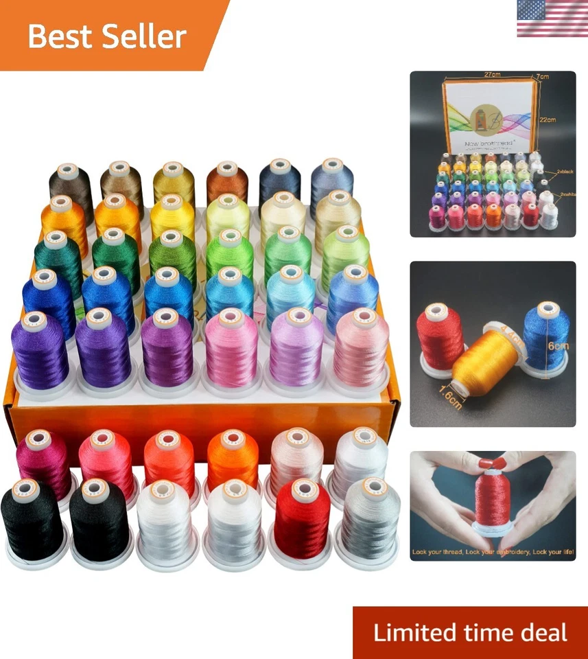 Ultimate 1000M Polyester Thread Kit - 42 Spools for All Your Embroidery Needs - Image 1 of 4