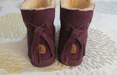 BEAR PAW Women’s 9 Eggplant Purple Suede Boot NATALIA Shearling - Pull on  EUC - Image 1 of 4